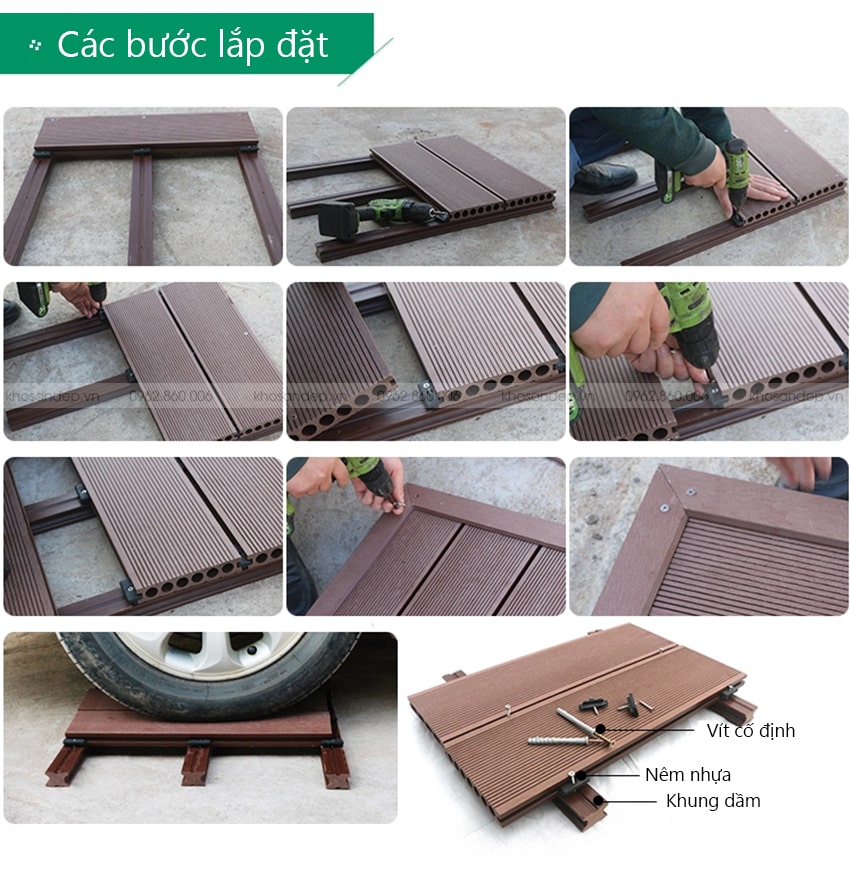 Thi công lắp đặt sàn gỗ ngoài trời-GW-PP01 | KOSAGO