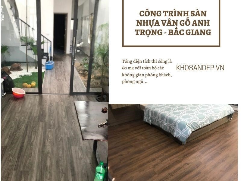 Kosago thi công sàn nhựa giả gỗ nhà anh trọng ở Bắc Giang