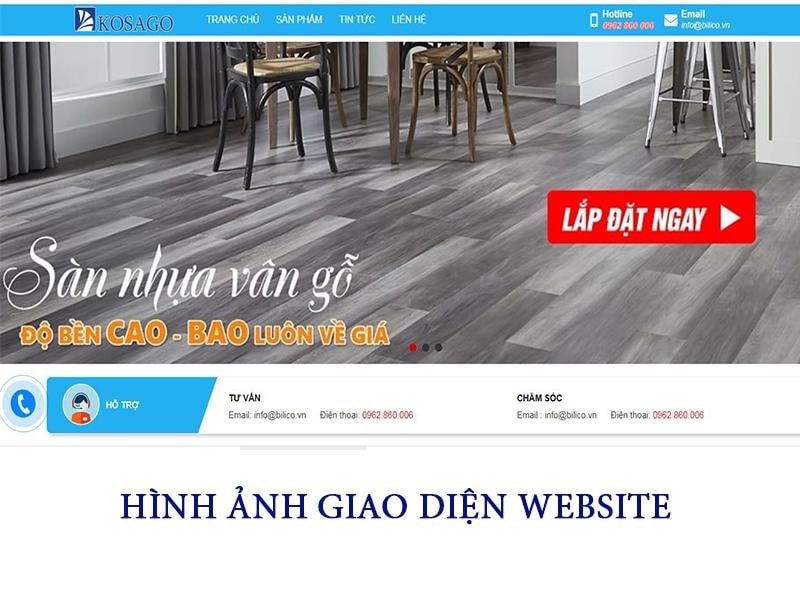 Hình ảnh giao diện website kho sàn đẹp kosago