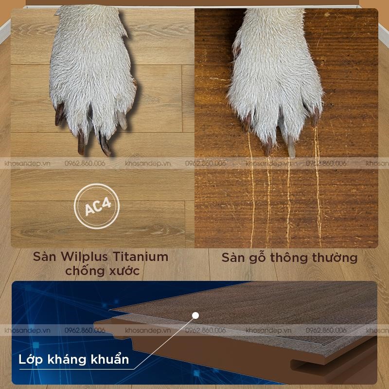 Sàn gỗ Wilplus Titanium V2022 chống xước